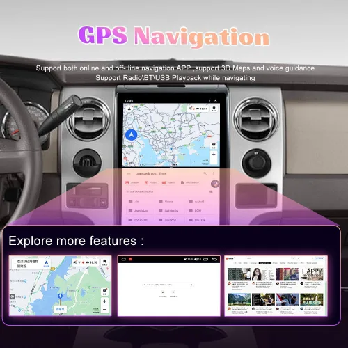 Miniatura 3 de Radio Android 13 para Ford F150 2009 2010 2011 2012 Unidad Principal de Pantalla Táctil de 14.4 Pulgadas Radio de Coche 128GB GPS Autoradio