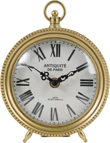 NIKKY HOME Reloj de mesa dorado, reloj de estante y escritorio silencioso sin tictac, funciona con pilas, diseño clásico, decoración decorativa para