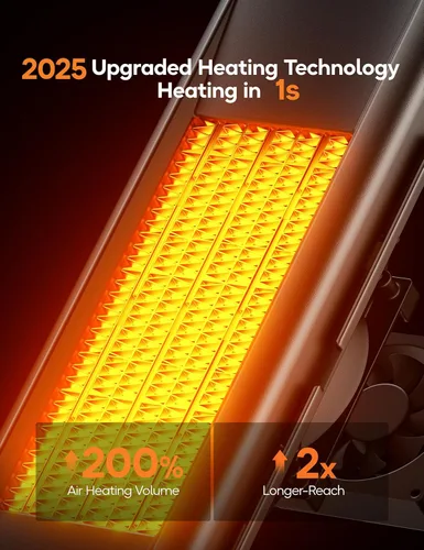 Miniatura 7 de Calentador de espacio de 25 pulgadas, calentadores eléctricos de 1500 W para uso en interiores, temporizador de 15 horas, oscilación de 80°, 6
