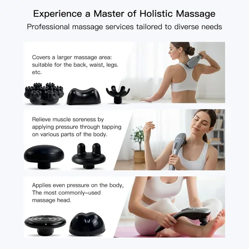 Miniatura 4 de MEGAWISE Masajeador inalámbrico para espalda, hombros, cintura, piernas, batería recargable de 3200mAh, 5 velocidades y 5 +2 nodos de masaje, 5