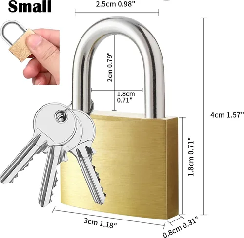 Miniatura 2 de Lockwise 4 candados pequeños, candado con llave de latón macizo con llave, cerraduras con 12 mismas llaves, cerradura de casillero de gimnasio