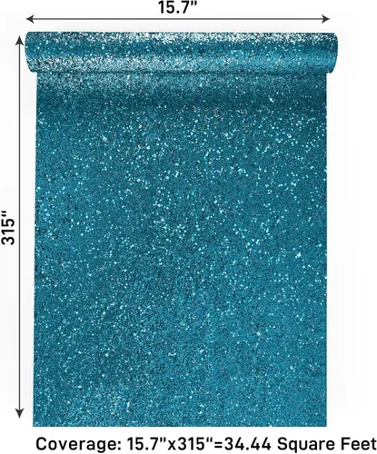 Miniatura 9 de VaryPaper Papel tapiz azul con purpurina gruesa de 15.7 x 315 pulgadas, papel de contacto con purpurina azul, autoadhesivo, extraíble, decorativo