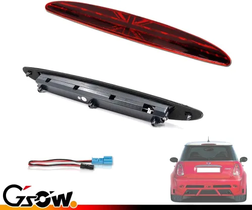 Miniatura 7 de 3ª luz de freno LED de lente roja para MINI Cooper R50 R53 2002-2006 1ª generación, [bandera de Union Jack Reino Unido] 8 luces LED de freno de Rojo