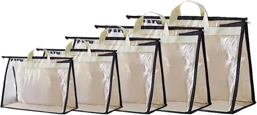 Miniatura 7 de Gcroet Bolsa de almacenamiento transparente antipolvo para colgar en el armario con cremallera y asa, bolsa de almacenamiento que ahorra espacio