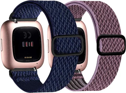 Miniatura 8 de Attbbon Banda elástica compatible con correas Fit Bit Versa/Fit Bit Versa Lite, correas deportivas de nailon elástico transpirables y ajustables
