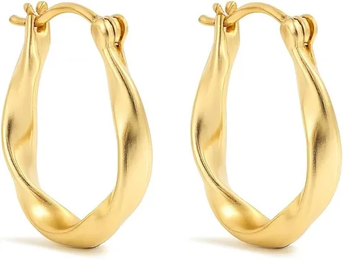 Gempires - Aretes ligeros y gruesos, delicados y minimalistas, hipoalergénicos, chapados en oro, sin deslustre, diseño clásico, para uso diario,