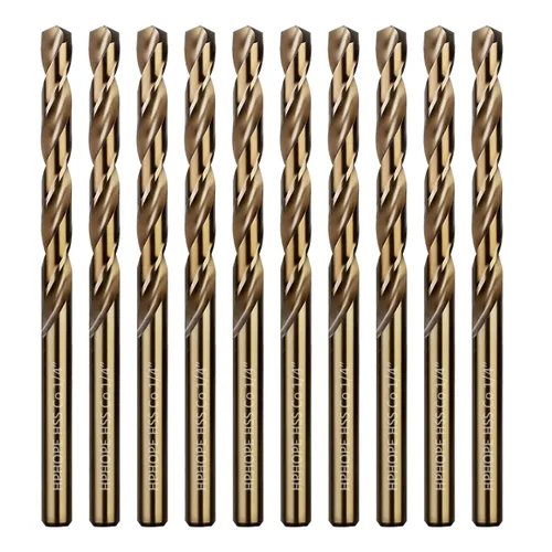 Miniatura 2 de Brocas de cobalto de 1/4 pulgada 10 piezas - Juego de brocas de metal con torsión de HPHOPE M35 HSS, brocas de trabajo de longitud y vástago recto