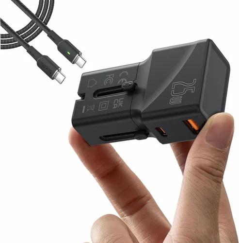 Miniatura 10 de SooPii Adaptador de viaje universal, convertidores de corriente con 1 USB C y 2 puertos USB A, adaptador de enchufe de viaje 7 en 1 cargador