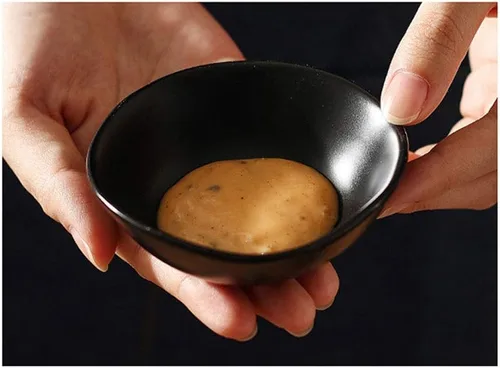 Miniatura 5 de Platos de cerámica mate para salsa de soja, cuencos de salsa de soja para sushi negra, platos de aperitivo con borde irregular para cocina, hogar