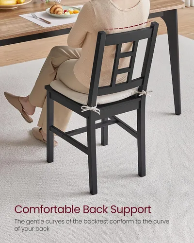 Miniatura 6 de VASAGLE Sillas de comedor de madera, juego de 2, sillas de cocina y comedor, cojín extraíble, respaldo curvo, cada una soporta 264 libras, negro