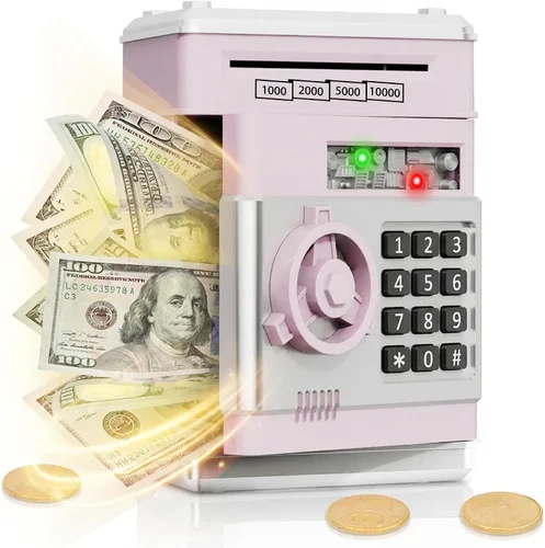 Miniatura 22 de Refasy Alcancía para dinero en efectivo, cajero automático, banco electrónico de monedas para niños de 3 a 12 años, caja de ahorro de dinero, mini