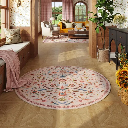 Miniatura 11 de Alfombra de entrada vintage con medallón floral de 2 x 3 pulgadas, lavable a máquina, alfombra de entrada de pelo bajo, suave, pequeña, alfombra