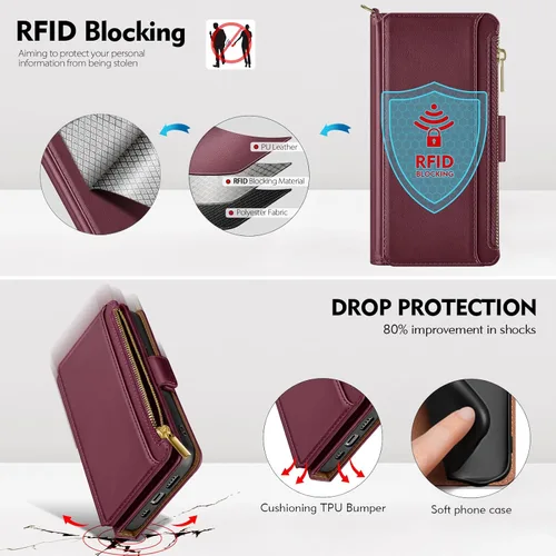 Miniatura 6 de Antsturdy Funda tipo cartera compatible con iPhone 11 Pro Max, funda de piel sintética con bloqueo RFID, funda para teléfono para mujeres y hombres