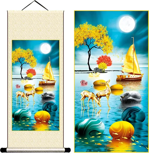 Miniatura 21 de Grace Art Pergamino de pared asiático, Yin acuático y yang