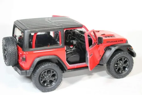 Miniatura 7 de KiNSMART - Jeep Wrangler Rubicon Off Road 4x4 5 pulgadas escala 1:34 modelo fundido a presión réplica de coche de juguete (techo rígido rojo)