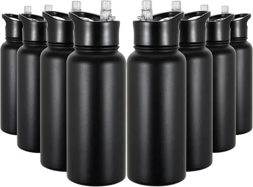 Miniatura 29 de Botella de agua aislada de 64 onzas con tapas de pajita y boquilla, jarra de agua de acero inoxidable de medio galón con mango de paracord, vacío