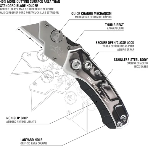 Miniatura 2 de Olympia Tools Cuchillo utilitario de acero inoxidable Turbofold 33-125