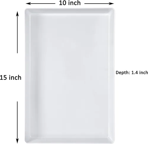 Miniatura 3 de Youngever Paquete de 3 bandejas de plástico para servir, platos para servir para fiestas, material ABS resistente, 15 x 10 pulgadas (gris)