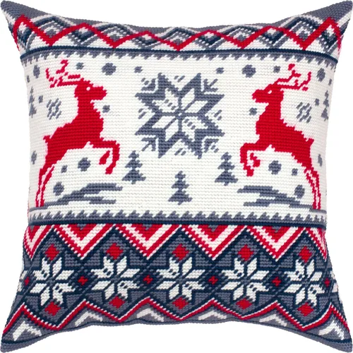 Miniatura 4 de Brvsk Kit de bordado de invierno para adultos y principiantes: patrón de ciervo de Navidad de 16 x 16 pulgadas con diseño impreso claro y preciso