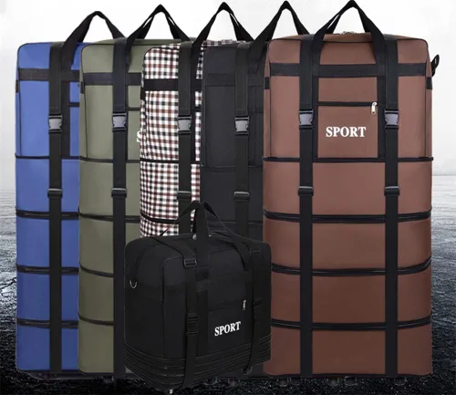 Miniatura 3 de Bolsa de viaje Oxford expandible extra grande con ruedas, impermeable, ligera, plegable, maleta, Entramado, Equipaje extensible central rígido