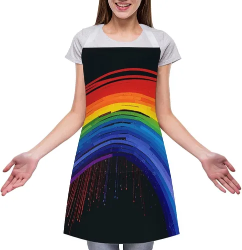 Miniatura 3 de Personalized Rainbow Adult Apron, Kitchen Cooking Aprons for Woman Man, Adjustable Bib Apron with Pocket for Baking, BBQ Crafting Outdoors, Dining