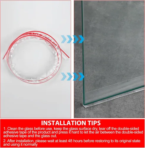 Miniatura 5 de Newtay 2 piezas de tira de sello larga de vinilo transparente tipo L con barrera de umbral de agua pre-aplicada adhesiva para puerta de vidrio