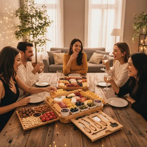 Miniatura 4 de Juego de regalo de tablas de charcutería, tabla de quesos de bambú y juego de cuchillos, bandeja de queso, juego de tablas magnéticas