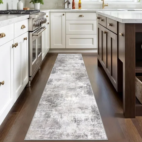 Miniatura 157 de IOHOUZE Alfombra abstracta lavable de 3 x 12 pies para pasillos, antideslizante para cocina, camino de entrada de lana sintética para interiores
