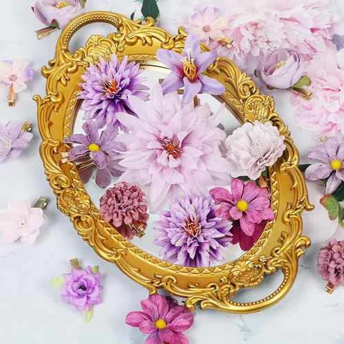 Miniatura 3 de LACGO 24 pinzas para el pelo con flores, broches florales para mujeres y niñas, bodas, Navidad, Año Nuevo, cumpleaños, fiestas bohemias, aniversario