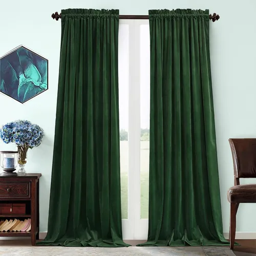 Miniatura 11 de Benedeco - Cortinas de terciopelo burdeos para ventana de dormitorio con pompón, cortinas de lujo súper suaves, oscurecimiento y aislamiento térmico