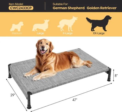 Miniatura 4 de Veehoo CWC2433 - Cama fresca para perros para exteriores, cama elevada para mascotas con malla Teslin lavable y transpirable, pies de silicona Negro