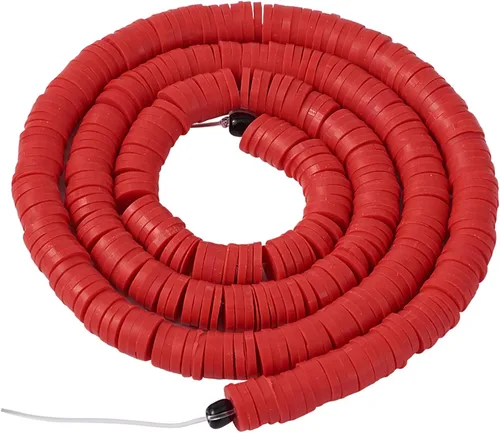 380-400pcs 0.236 in Rojo Polímero Arcilla Plana Redonda Perlas hechas a Mano Disco Rondelle Heishi Separador Suelto Perlas 17.7 Pulgadas para DIY