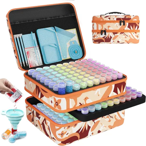 Miniatura 21 de ARTDOT Contenedor de almacenamiento de 30 ranuras para kits de arte de diamantes para adultos, cajas de almacenamiento portátiles de cuentas