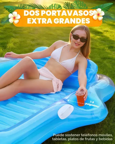 Miniatura 3 de Snowalva Inflatable Tanning Pool Lounger Float, Pool Floats Adult with Automatic Spray Cooling, 5 in 1 Suntan Tub Raft Floatie, Sunbathing Bed