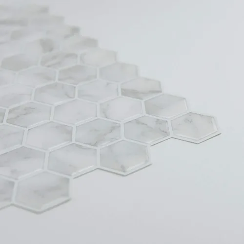 Miniatura 10 de In Home InHome NH2359 - Azulejos hexagonales de mármol para salpicaduras, color blanco y blanco roto