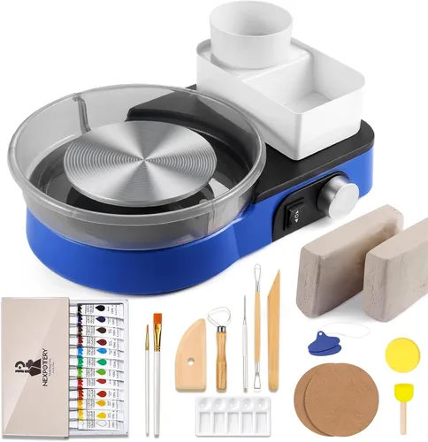 Rueda de cerámica para niños y principiantes, juego completo de cerámica con plato giratorio de 6 pulgadas con rotación bidireccional, arcilla de