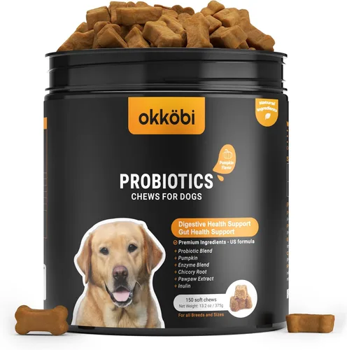 Miniatura 12 de Probióticos masticables para perros, 60 piezas, apoyo para la salud digestiva e intestinal, masticables probióticos para perros con enzimas e