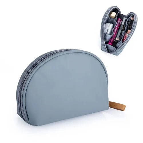 Miniatura 17 de Bolsa de cosméticos media luna Hekyip, neceser de maquillaje para viajes, neceser impermeable portátil para niñas y mujeres, pequeña (TODO NEGRO)