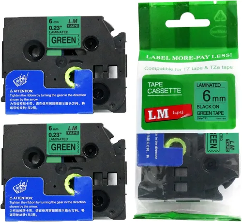 Miniatura 21 de Paquete de 1 unidad LM Tapes LMe511 Premium de 1/4 de pulgada con impresión negra en etiqueta azul compatible con Brother TZe-511 P-Touch, incluye