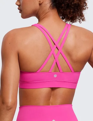 Miniatura 5 de CRZ YOGA - Top deportivo con tirantes delgados para mujer, brasier deportivo acolchado para yoga, entrenamiento y fitness, con espalda cruzada