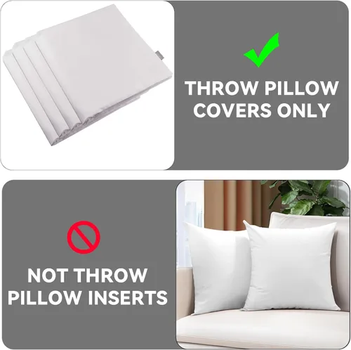 Miniatura 5 de Thmyo - Paquete de 2 fundas de almohada de algodón sólido decorativas cuadradas, fundas de almohada DIY, fundas de almohada en blanco
