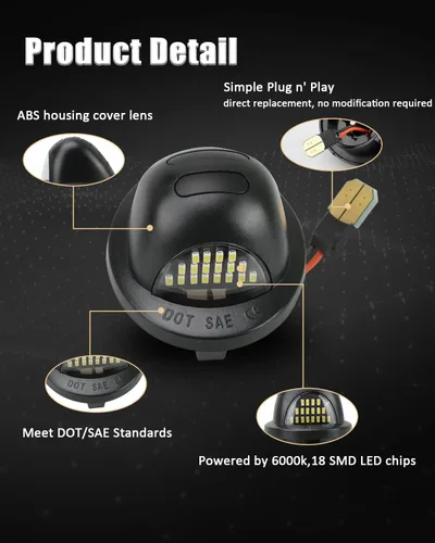 Miniatura 2 de Bestview - Juego de 2 luces LED para placa de matrícula, compatible con Ford F150, F250, F350, F450, F550, Superduty, Explorer, Ranger, Expedition