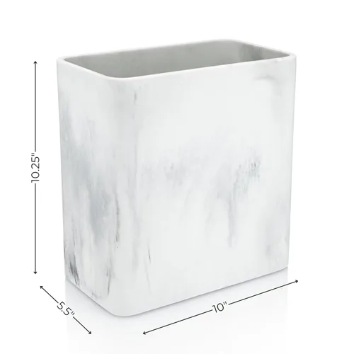 Miniatura 3 de Essentra Home Papelera rectangular de mármol para oficina en casa, dormitorio, baño, cocina, 2.4 galones, capacidad de 9 litros, cabe en espacios