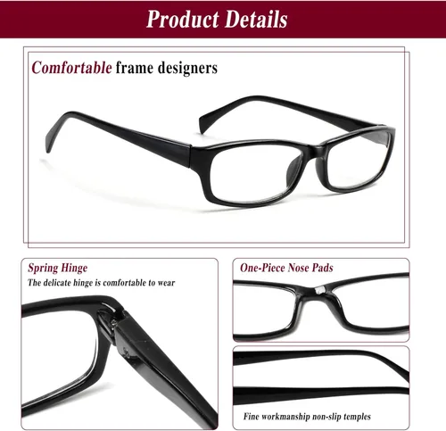 Miniatura 3 de Kerecsen - 5 pares de lentes de lectura de moda para damas, con bisagras de resorte y diseño estampado, para mujer (color mixto -4, 2.25)