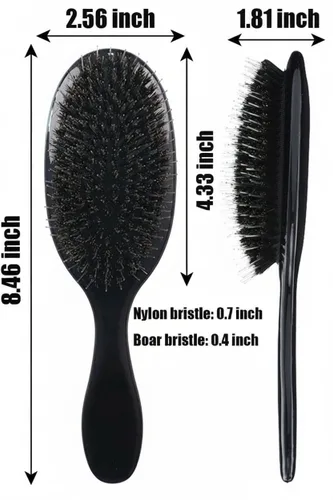 Miniatura 7 de Cepillo desenredante de cerdas de jabalí para cabello rizado fino enredado, cepillo desenredante de paleta antiencrespamiento, cepillo desenredante
