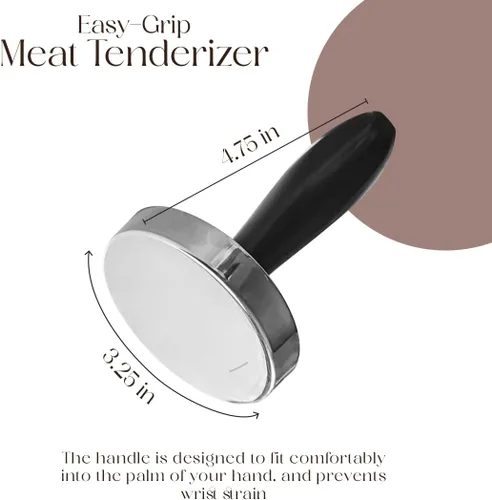 Miniatura 3 de Bellemain Aplanador de carne, ablandador de carne de fácil agarre, mazo de carne de acero inoxidable para cocinar, martillo de carne, ablandador
