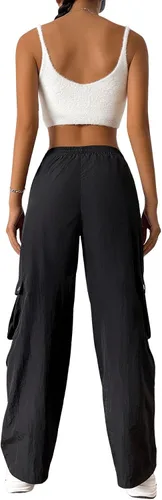 Miniatura 2 de Verdusa Pantalones cargo elásticos de cintura alta y pierna recta para mujer