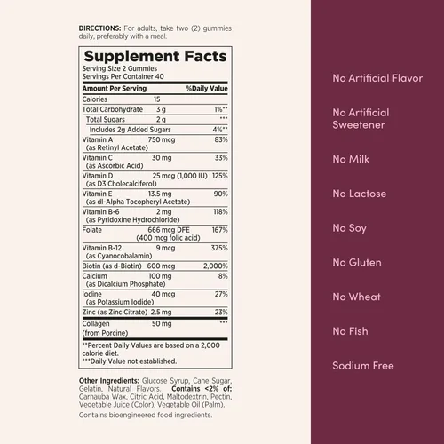 Miniatura 5 de Nature's Bounty Optimal Solutions Multivitamínico para Mujeres, Apoyo Inmunológico y de Energía Celular, Salud Ósea, Sabor a Frambuesa, 80 Gomitas