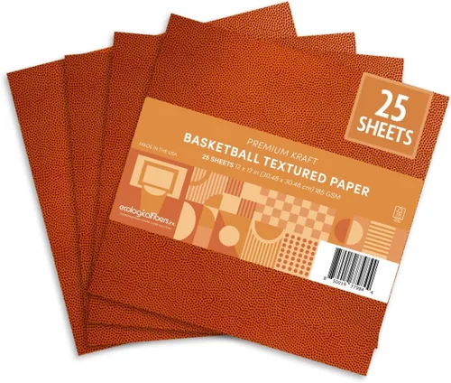 Miniatura 11 de Papel kraft texturizado para deportes premium, hojas de 12 x 12 pulgadas, por Ecological Fibers (baloncesto, 10 hojas)