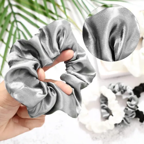 Miniatura 4 de 24 coleteros de satén para el cabello, bandas elásticas de seda para el cabello, ligas finas para coleta de caballo para mujeres y niñas, accesorios